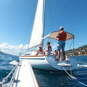 família em veleiro viajando pelo mundo